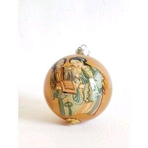 Vintage Rauch Gold Glass Christmas Asian People Rare Ornament